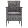 Ensemble à manger de jardin coussins 5pcs Résine tressée Gris 557674557674