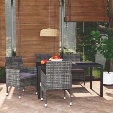 Ensemble à manger de jardin coussins 5pcs Résine tressée Gris 557675557675