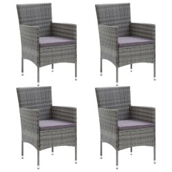 Ensemble à manger de jardin coussins 5pcs Résine tressée Gris 557675557675