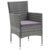 Ensemble à manger de jardin coussins 5pcs Résine tressée Gris 557675557675