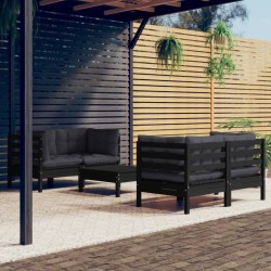 Salon de jardin 5 pcs avec coussins anthracite bois de pin 557677557677