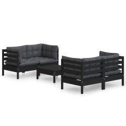 Salon de jardin 5 pcs avec coussins anthracite bois de pin 557677557677