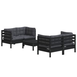 Salon de jardin 5 pcs avec coussins anthracite bois de pin 557677557677