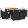 Ensemble à manger de jardin coussins 9pcs Résine tressée Noir 557678557678