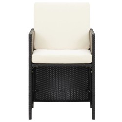 Ensemble à manger de jardin coussins 9pcs Résine tressée Noir 557678557678