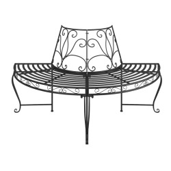 Banc demi-circulaire tour d'arbre lot de 2 Ø160 cm Noir Acier 557679557679
