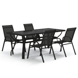 Ensemble à manger de jardin 5 pcs Noir 557680557680