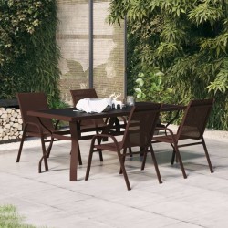 Ensemble à manger de jardin 5 pcs Marron et noir 557681557681
