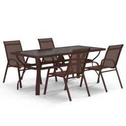 Ensemble à manger de jardin 5 pcs Marron et noir 557681557681