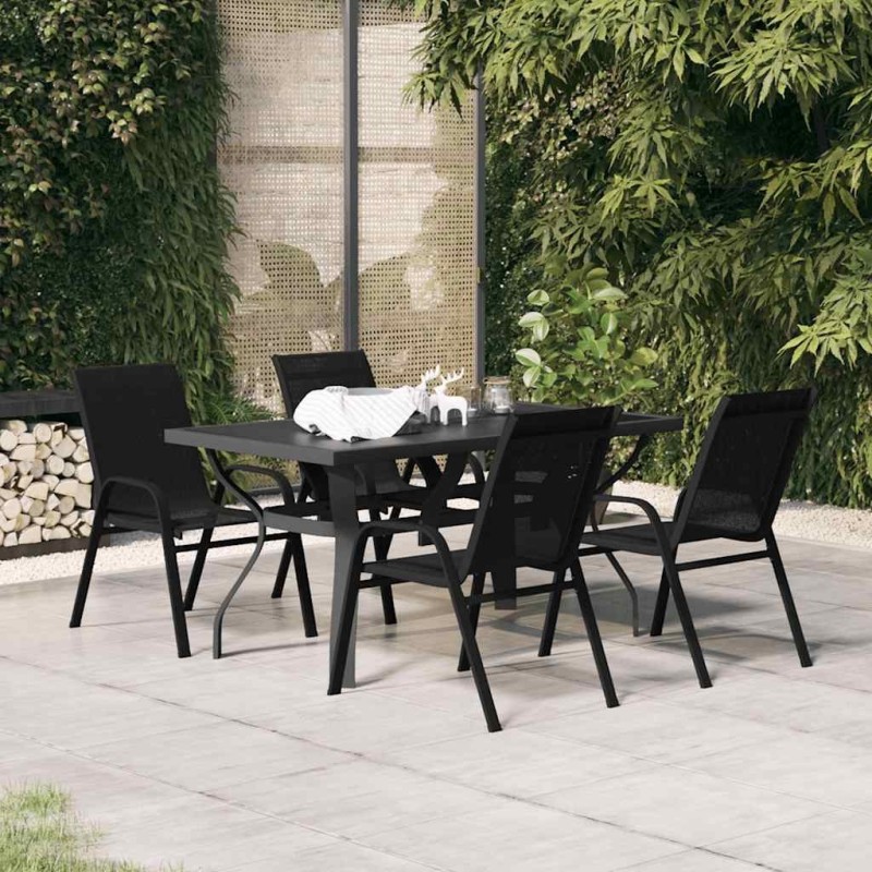 Ensemble à manger de jardin 5 pcs Noir 557682557682