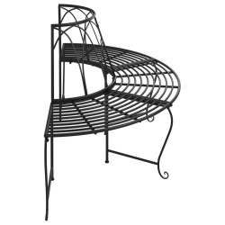 Banc demi-circulaire tour d'arbre lot de 2 Ø159 cm Noir Acier 557683557683