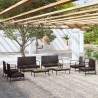 Salon de jardin 8 pcs avec coussins résine tressée noir 557684557684