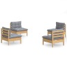 Salon de jardin 4 pcs avec coussins gris Bois de pin 557685557685