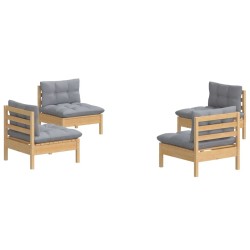 Salon de jardin 4 pcs avec coussins gris Bois de pin 557685557685