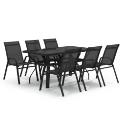 Ensemble à manger de jardin 7 pcs Noir 557687557687
