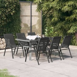 Ensemble à manger de jardin 7 pcs Gris et noir 557688557688