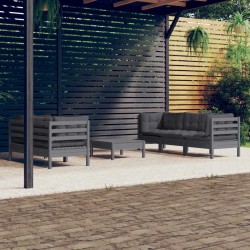 Salon de jardin 6 pcs avec coussins anthracite bois de pin 557689557689