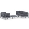 Salon de jardin 6 pcs avec coussins anthracite bois de pin 557689557689