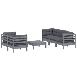 Salon de jardin 6 pcs avec coussins anthracite bois de pin 557689557689