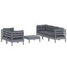Salon de jardin 6 pcs avec coussins anthracite bois de pin 557689557689