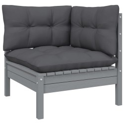Salon de jardin 6 pcs avec coussins anthracite bois de pin 557689557689