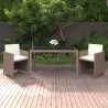 Ensemble à manger de jardin et coussins 3 pcs Poly rotin Beige 557691557691