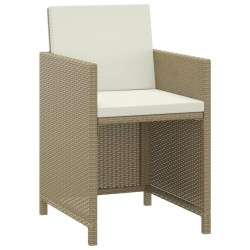 Ensemble à manger de jardin et coussins 3 pcs Poly rotin Beige 557691557691