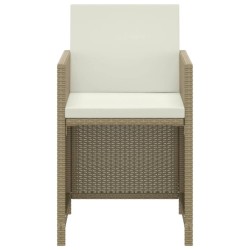 Ensemble à manger de jardin et coussins 3 pcs Poly rotin Beige 557691557691