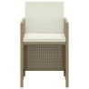 Ensemble à manger de jardin et coussins 3 pcs Poly rotin Beige 557691557691