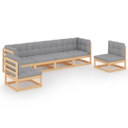 Salon de jardin 6 pcs avec coussins Bois de pin massif 557694557694