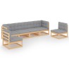 Salon de jardin 6 pcs avec coussins Bois de pin massif 557694557694