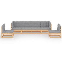 Salon de jardin 6 pcs avec coussins Bois de pin massif 557694557694