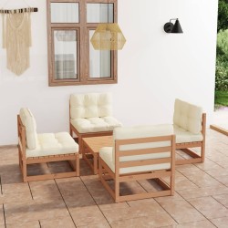 Salon de jardin 5 pcs avec coussins Bois de pin massif 557695557695