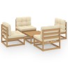 Salon de jardin 5 pcs avec coussins Bois de pin massif 557695557695