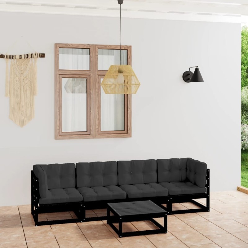 Salon de jardin 5 pcs avec coussins Bois de pin massif 557696557696