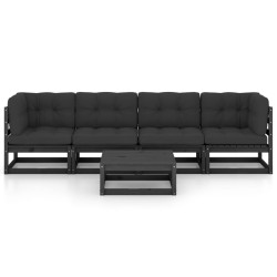 Salon de jardin 5 pcs avec coussins Bois de pin massif 557696557696