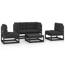 Salon de jardin 5 pcs avec coussins Bois de pin massif 557698557698