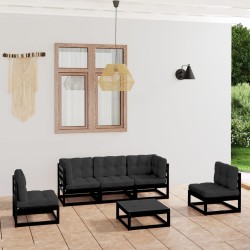 Salon de jardin 6 pcs avec coussins Bois de pin massif 557699557699