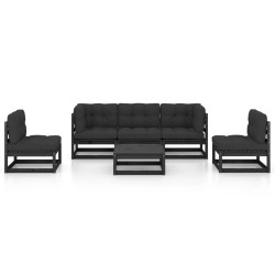 Salon de jardin 6 pcs avec coussins Bois de pin massif 557699557699