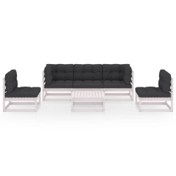 Salon de jardin 6 pcs avec coussins Bois de pin massif 557701557701