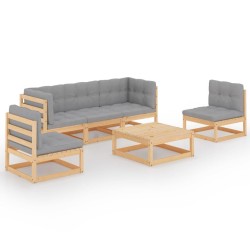 Salon de jardin 6 pcs avec coussins Bois de pin massif 557703557703