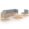 Salon de jardin 6 pcs avec coussins Bois de pin massif 557703557703