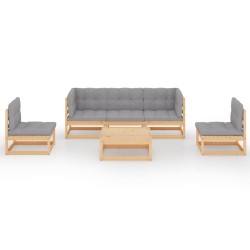 Salon de jardin 6 pcs avec coussins Bois de pin massif 557703557703