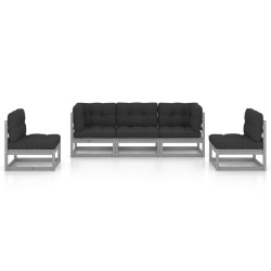 Salon de jardin 5 pcs avec coussins Bois de pin massif 557704557704