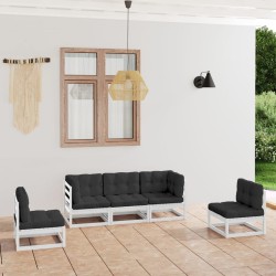 Salon de jardin 5 pcs avec coussins Bois de pin massif 557705557705