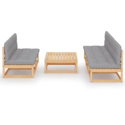 Salon de jardin 6 pcs avec coussins Bois de pin massif 557706557706