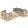 Salon de jardin 6 pcs avec coussins Bois de pin massif 557707557707