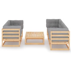 Salon de jardin 6 pcs avec coussins Bois de pin massif 557707557707
