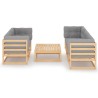 Salon de jardin 6 pcs avec coussins Bois de pin massif 557707557707