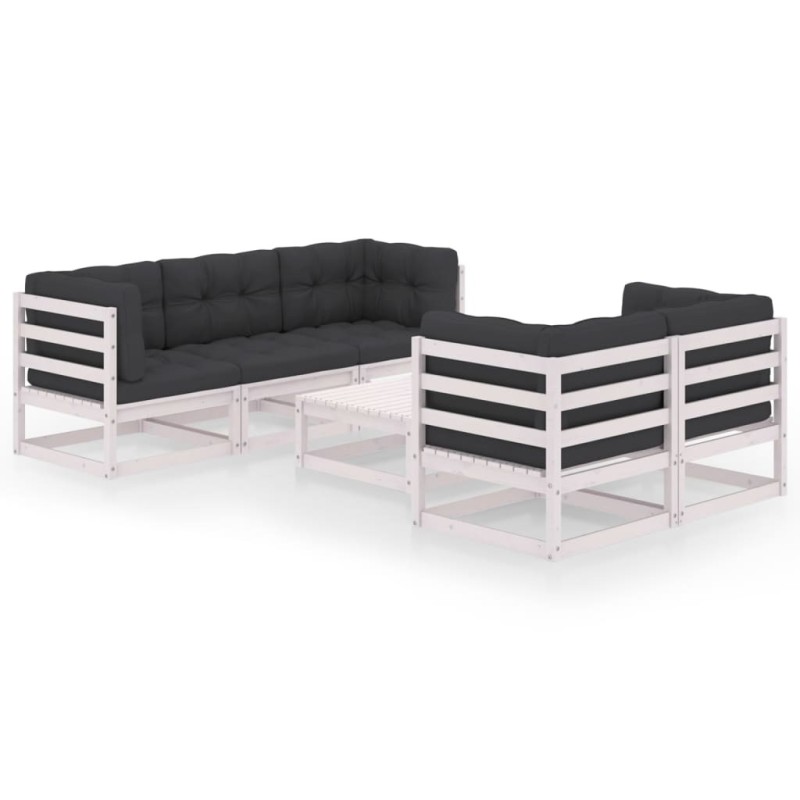 Salon de jardin 6 pcs avec coussins Bois de pin massif 557708557708